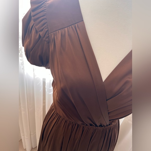 BCBG MazAzria 100% silk brown (bronze) dress with beautiful details. Size 6 - Picture 3 of 5